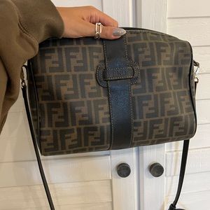 Vintage Fendi Zucca Crossbody Canvas Bag